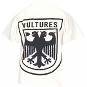 Yeezy White Short Sleeve Tee with Black 'VULTURES' Crest